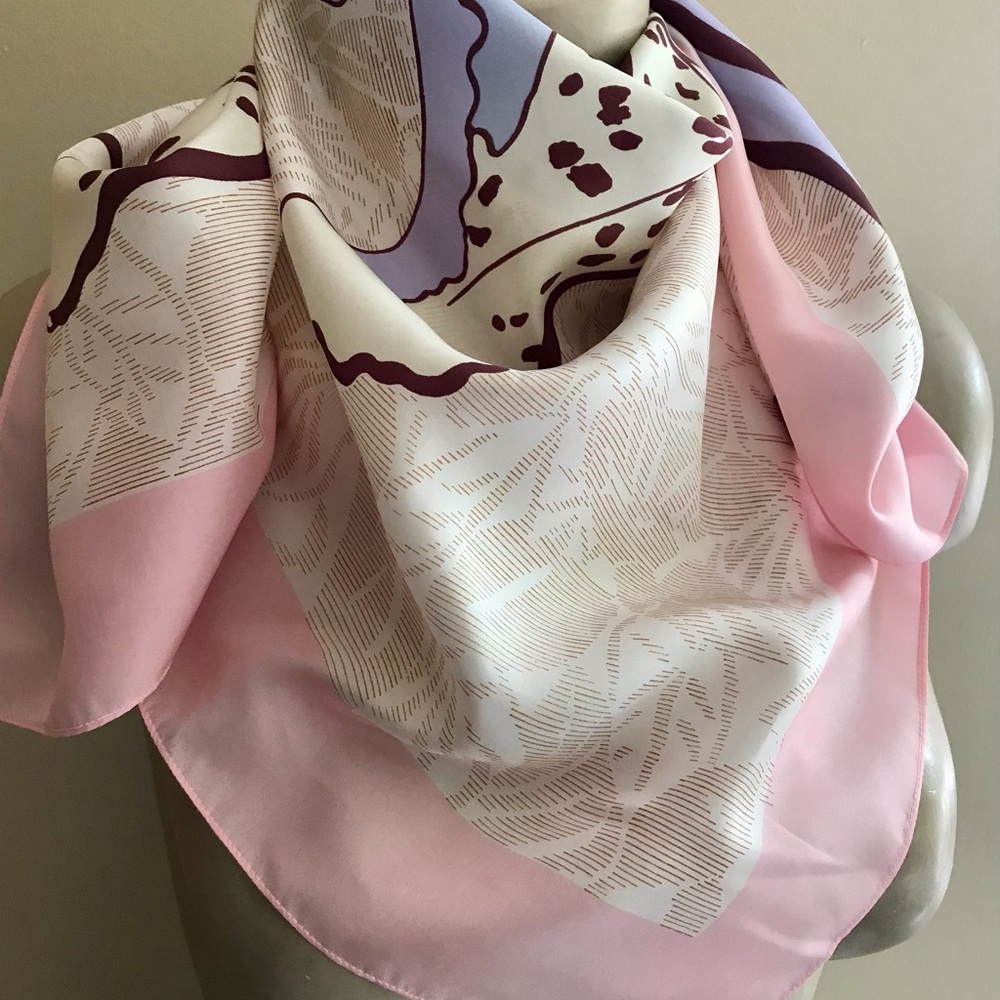 Romantic Lily vintage silk scarf